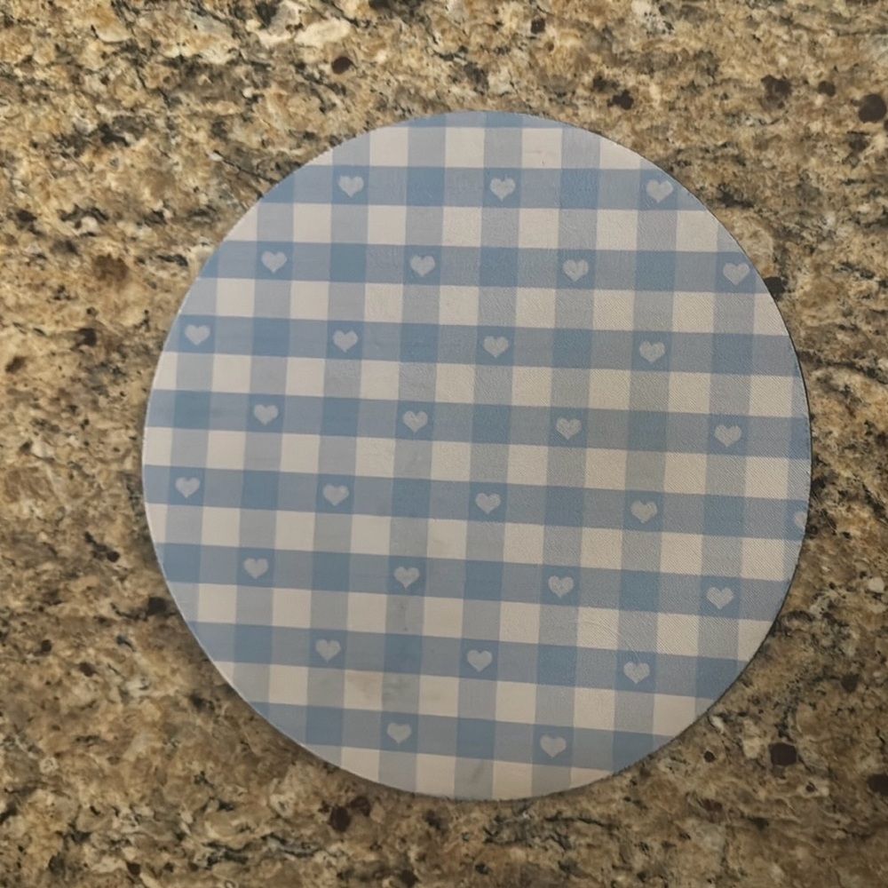 Mouse Pad Blue and White Checkered Round